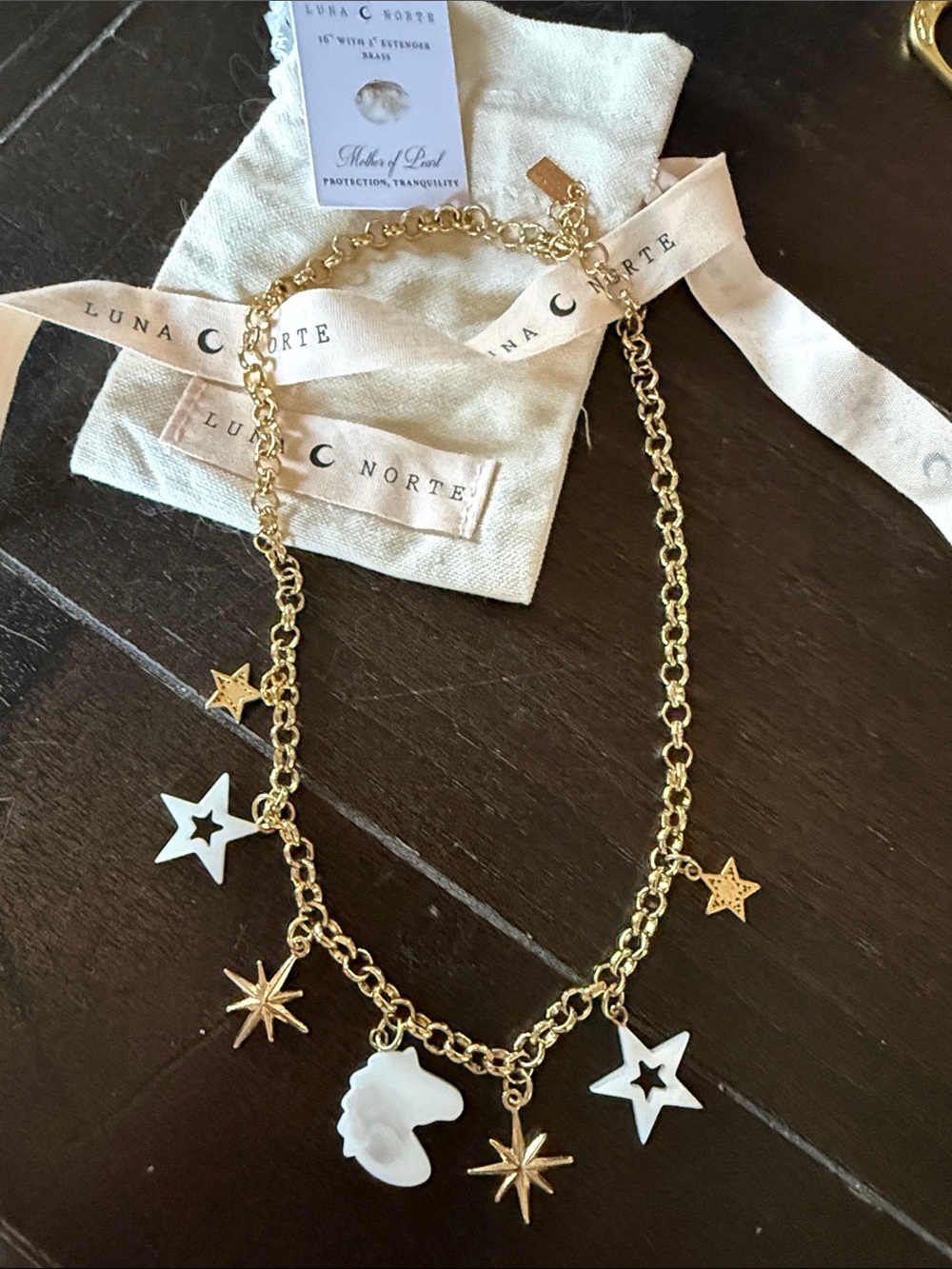 Luna Norte Gold Star & White Charm Necklace